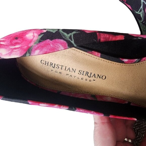 Christian Siriano Floral Pointed Toe Pump Pink Black Women's 10 - Picture 12 of 15